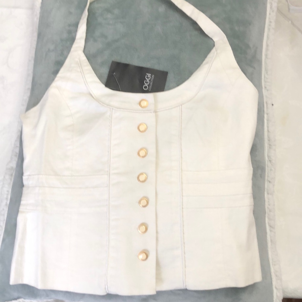 OGGI Collection Halter Top Button-Front Vest 170 96 (Large/12) NEW European
